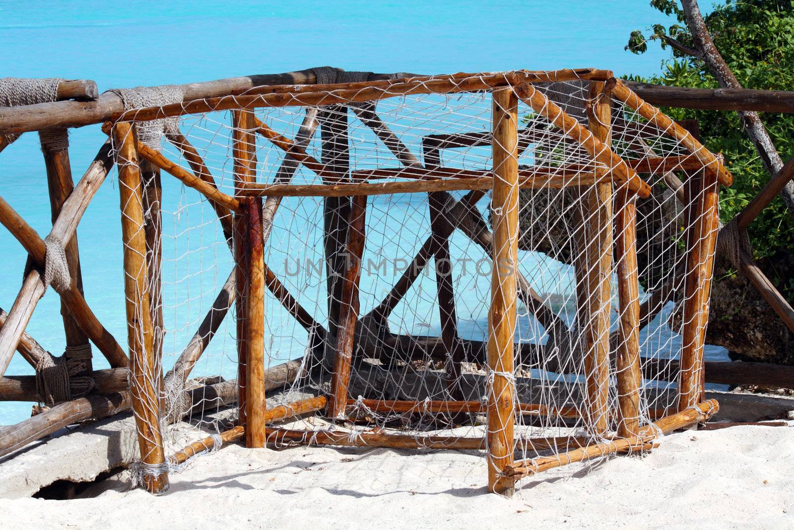 Two beach soccer goals on the beach in Nungwi, Zanzibar