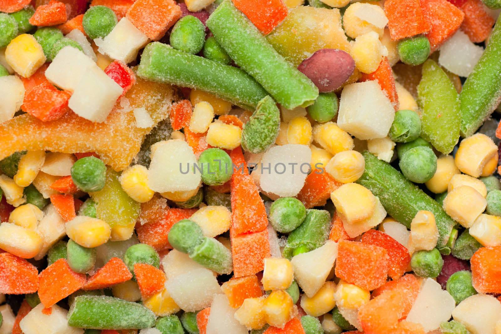 Background with colorful frozen vegetables