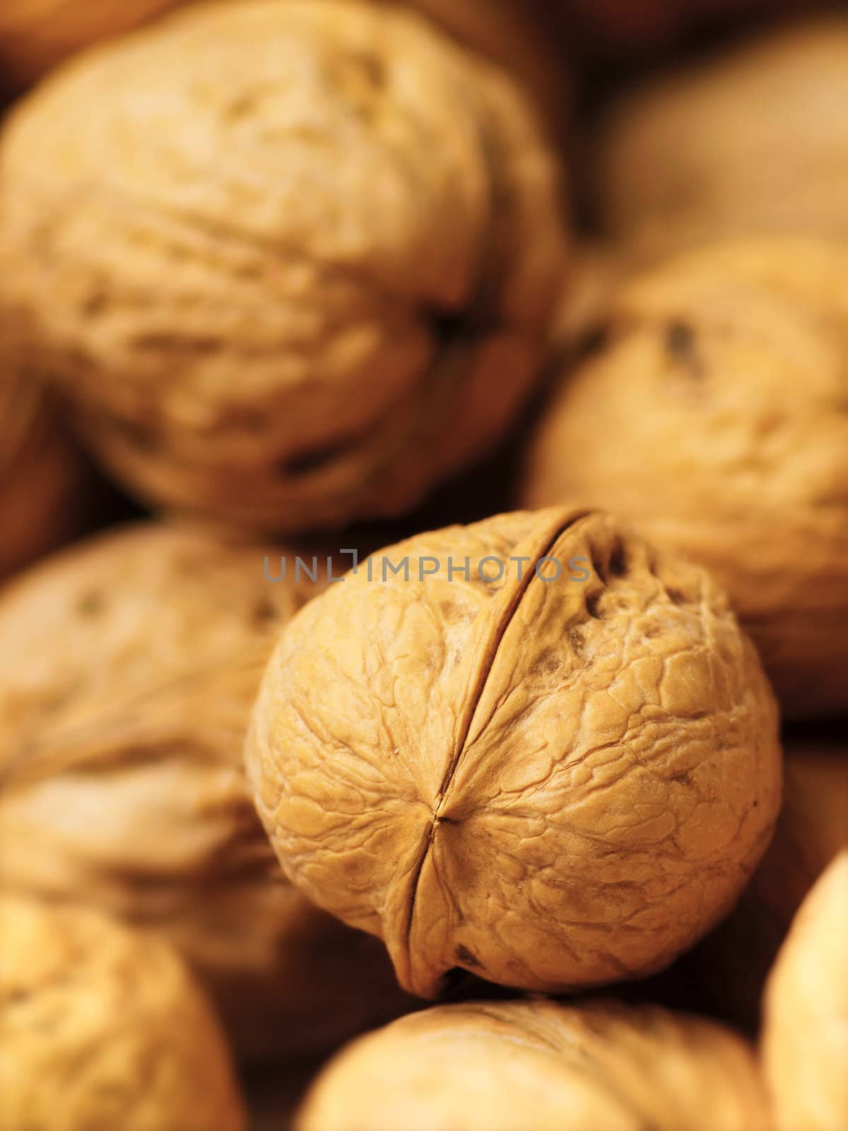 close up of a heap of walnuts