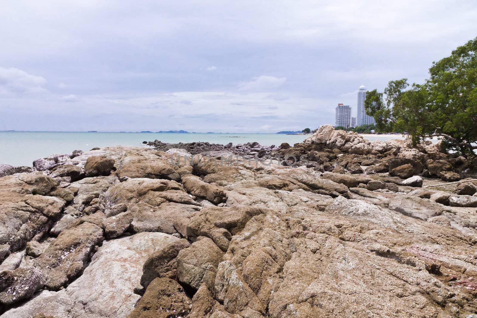 Beaches, rocky areas. The sea east of Thailand.