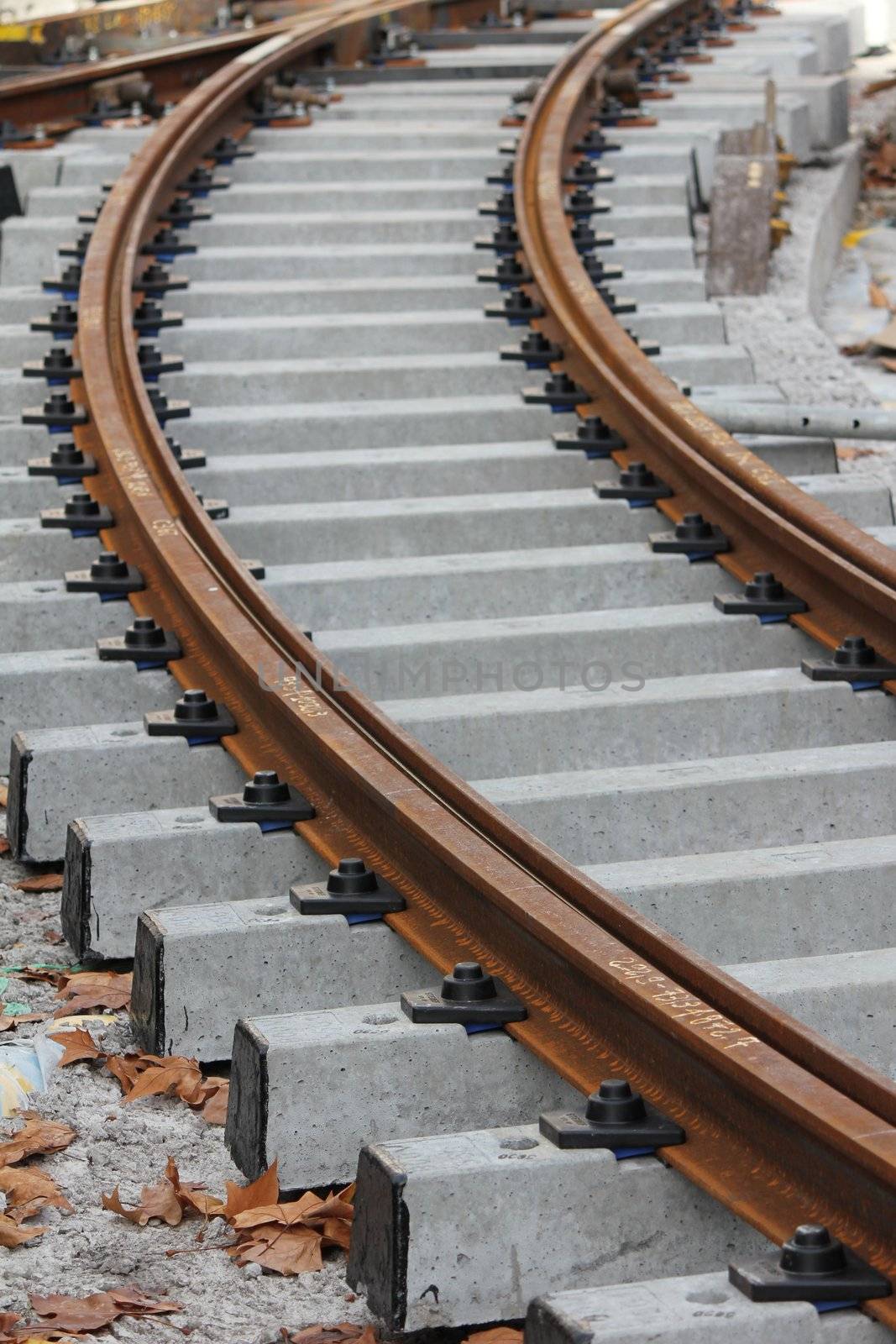 rail track grey and brown by mariephotos