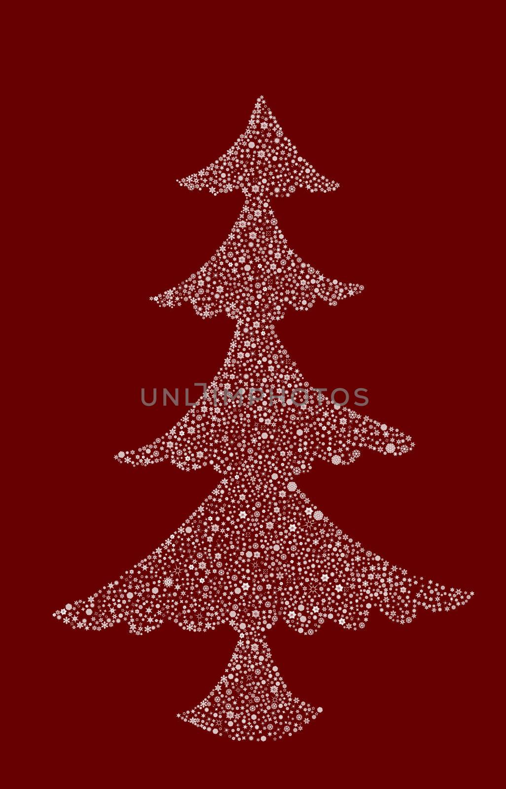 Christmas abstract fur-tree. It is created from set of different snowflakes