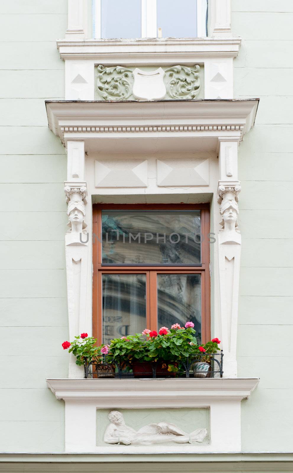 Facade of a building with windows by galdzer