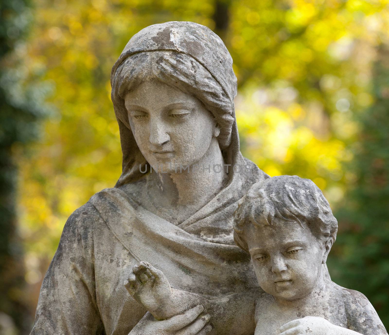 Monument of the woman with the child on a cemetery. Since its creation in 1787 Lychakiv Cemetery Lvov, Ukraine