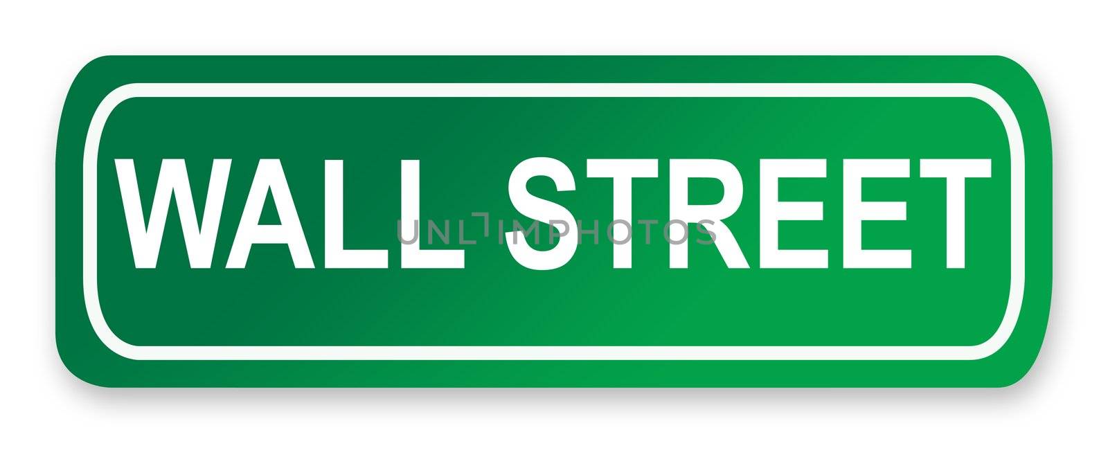 Wall Street road sign in green, New York City, America.