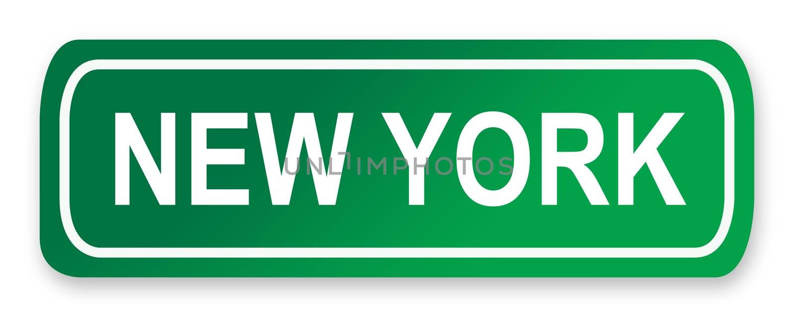 New York street or road sign isolated on white, America.