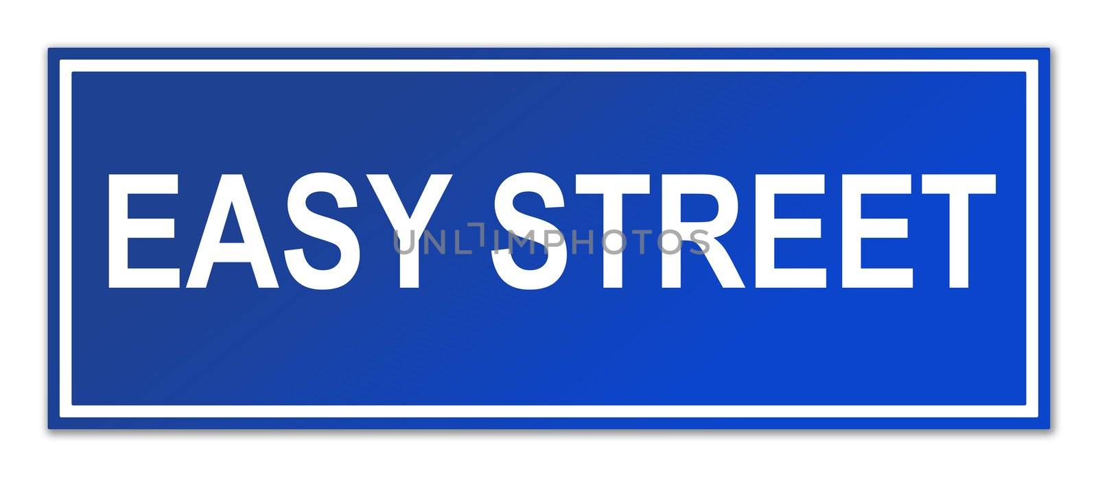 Easy street sign isolated on white background with copy space.