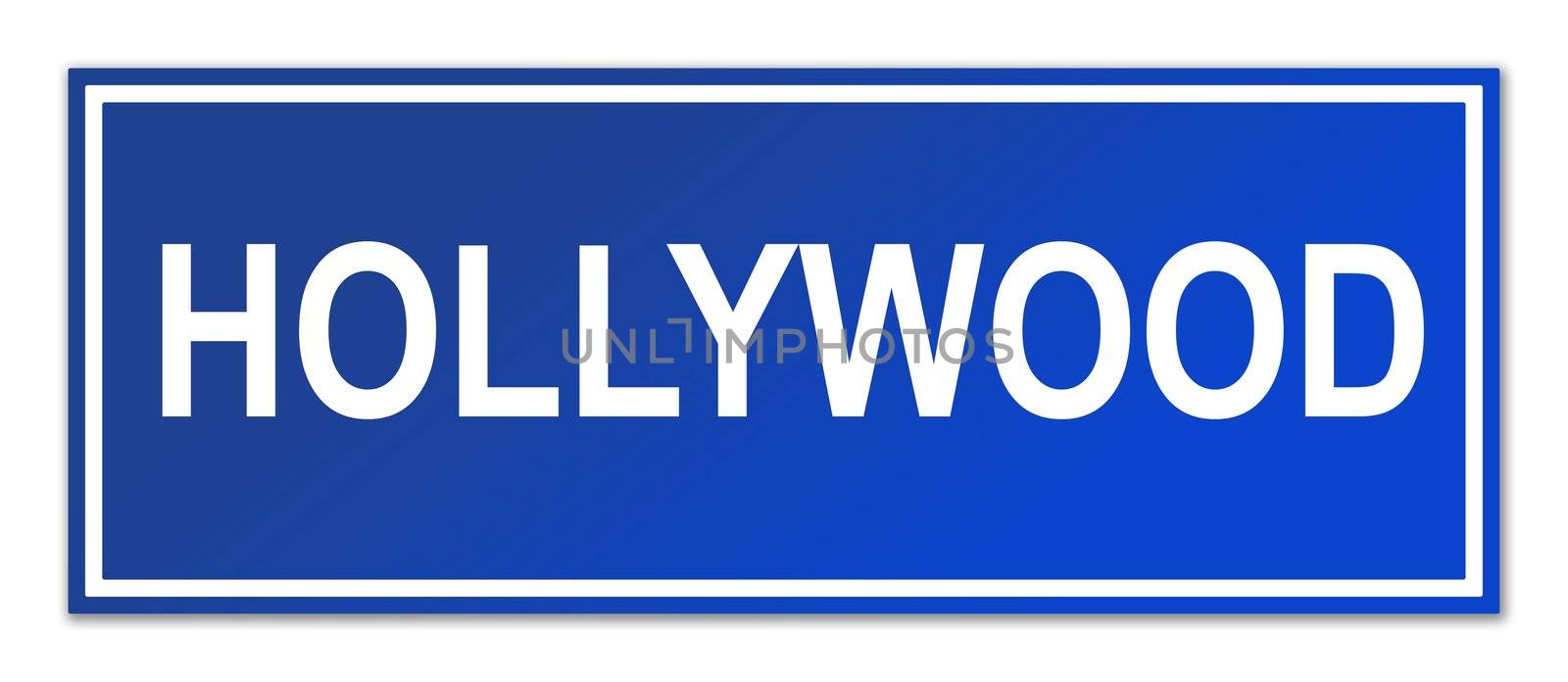 Hollywood street sign isolated on white background with copy space.