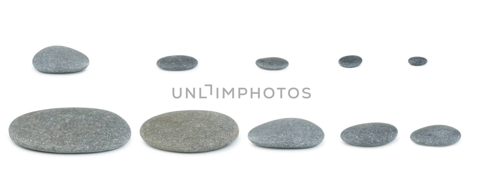 Set pebbles. Sea stones. It is isolated on a white background