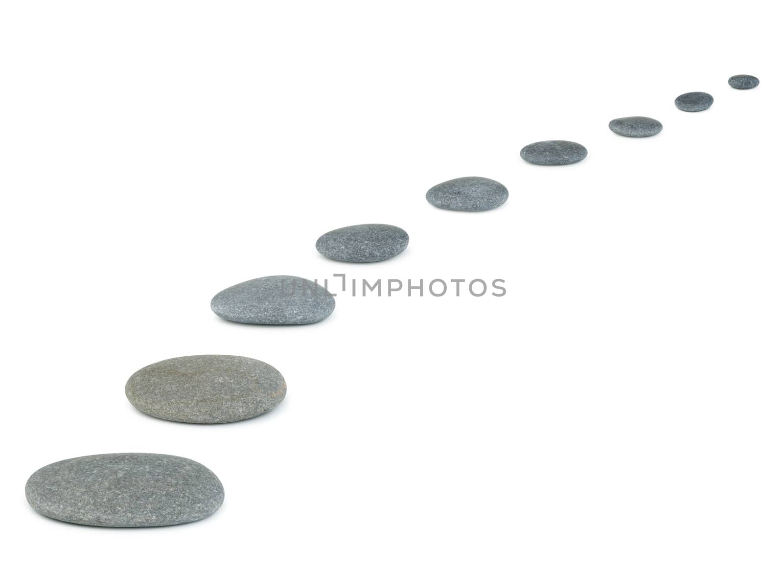 Row pebbles. Sea stones. It is isolated on a white background