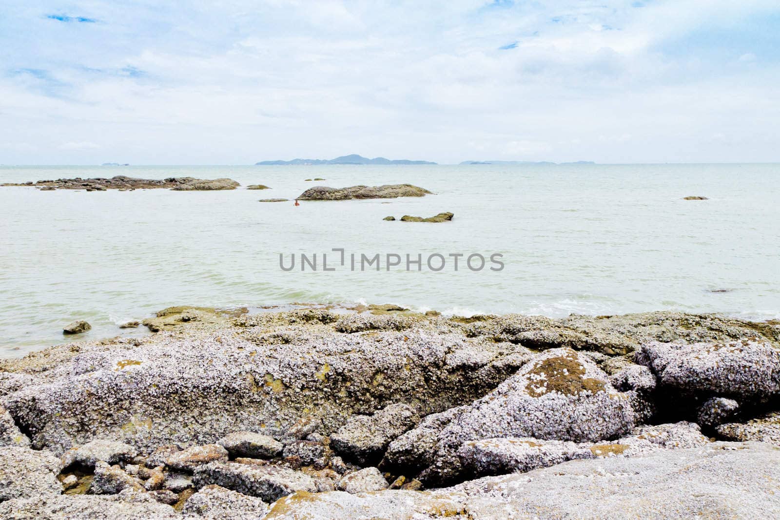 Beaches, rocky areas. The sea east of Thailand.