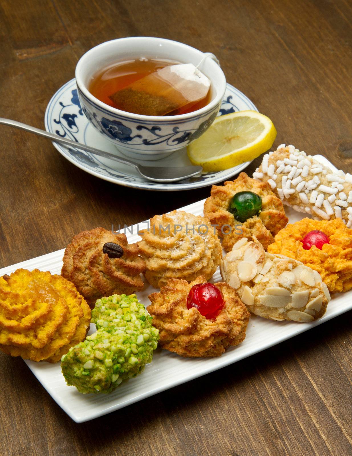 tea cup with biscuits