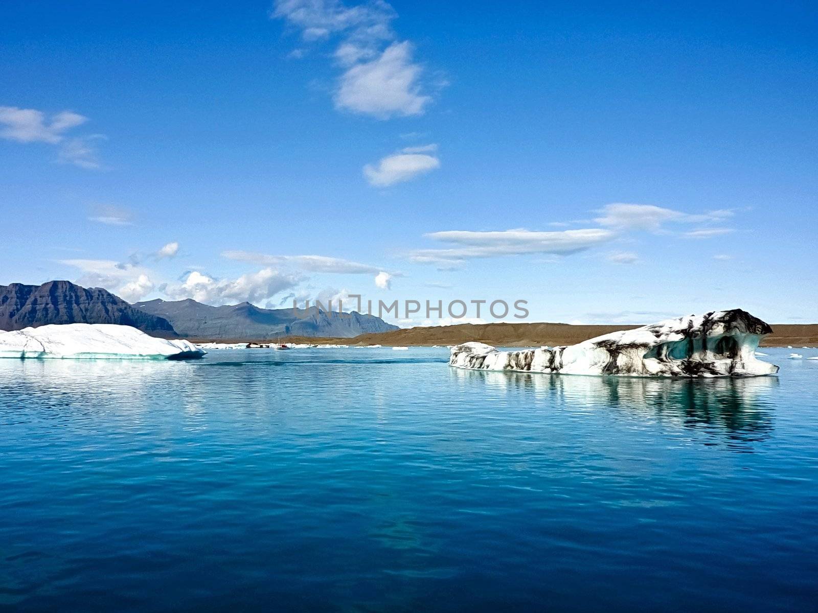 Deep blue arctic sea scenery in Iceland