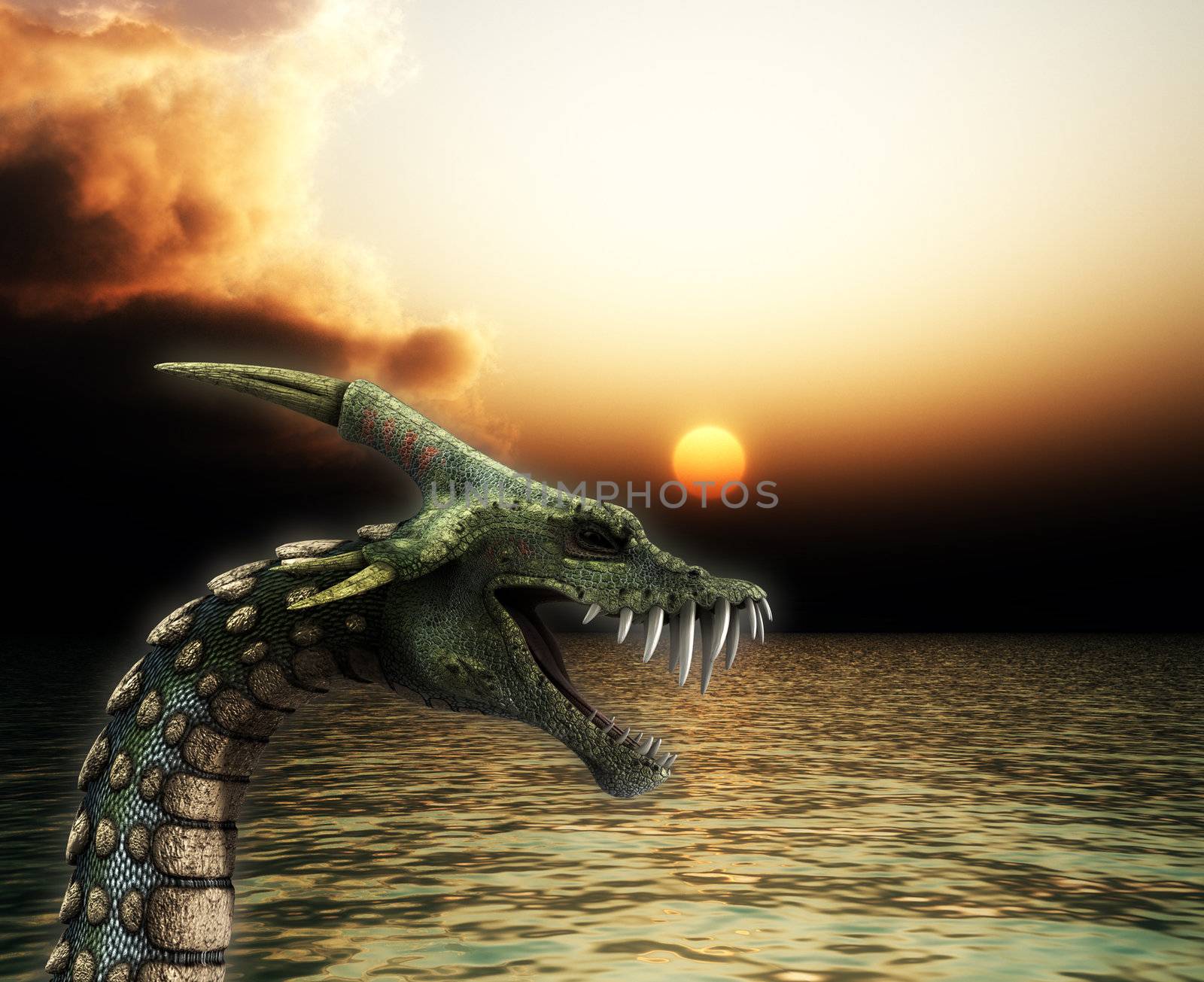 Sea Snake Monster by harveysart
