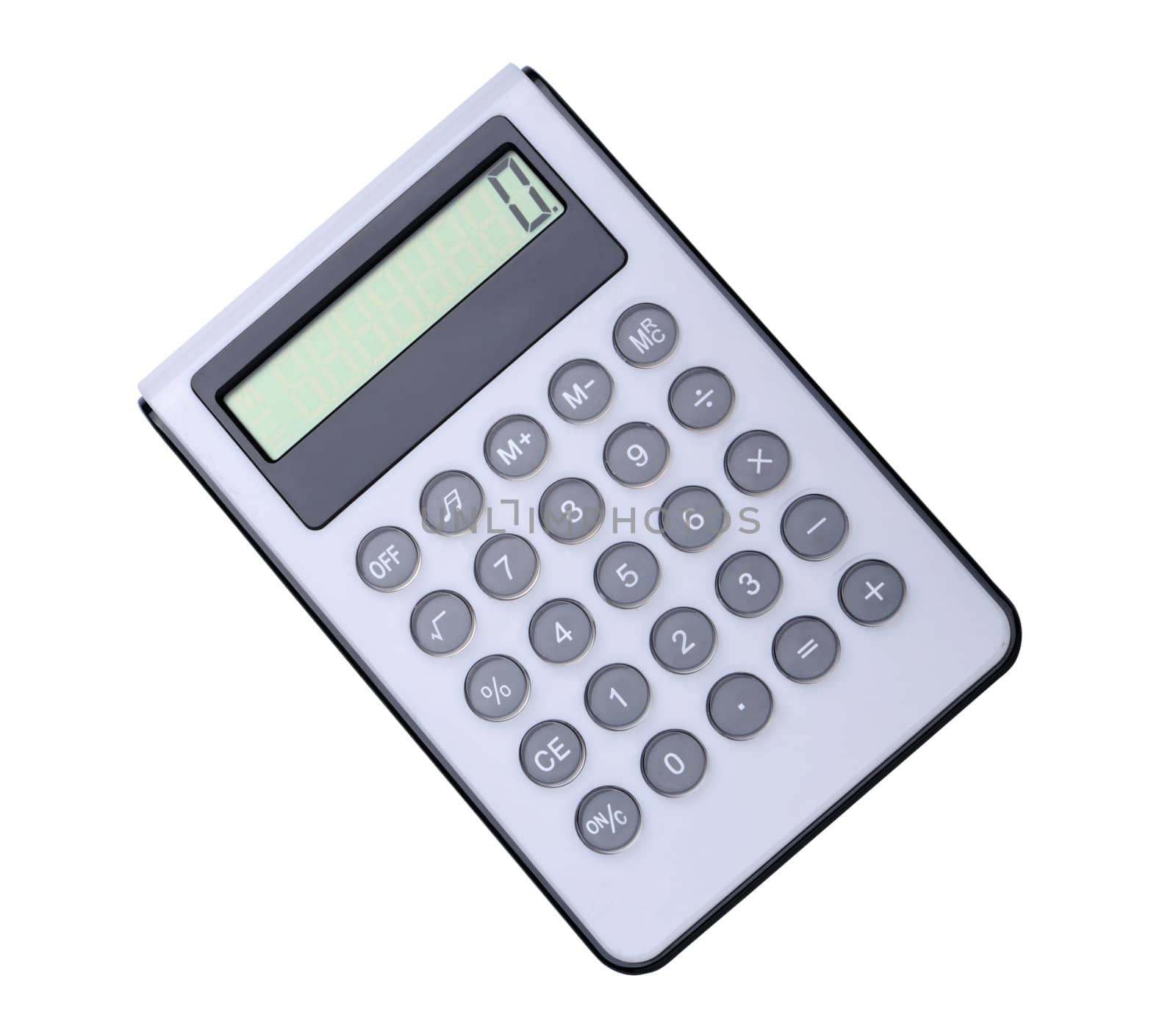 Modern electronic calculator. Isolated on white