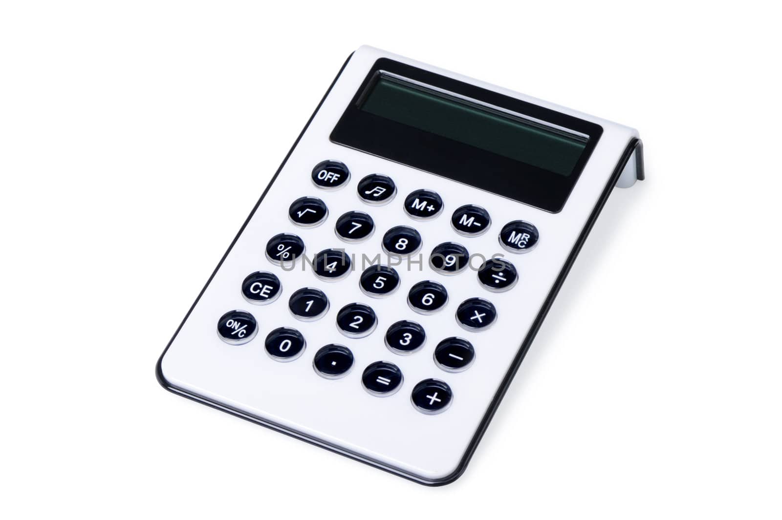 Modern electronic calculator. Isolated on white