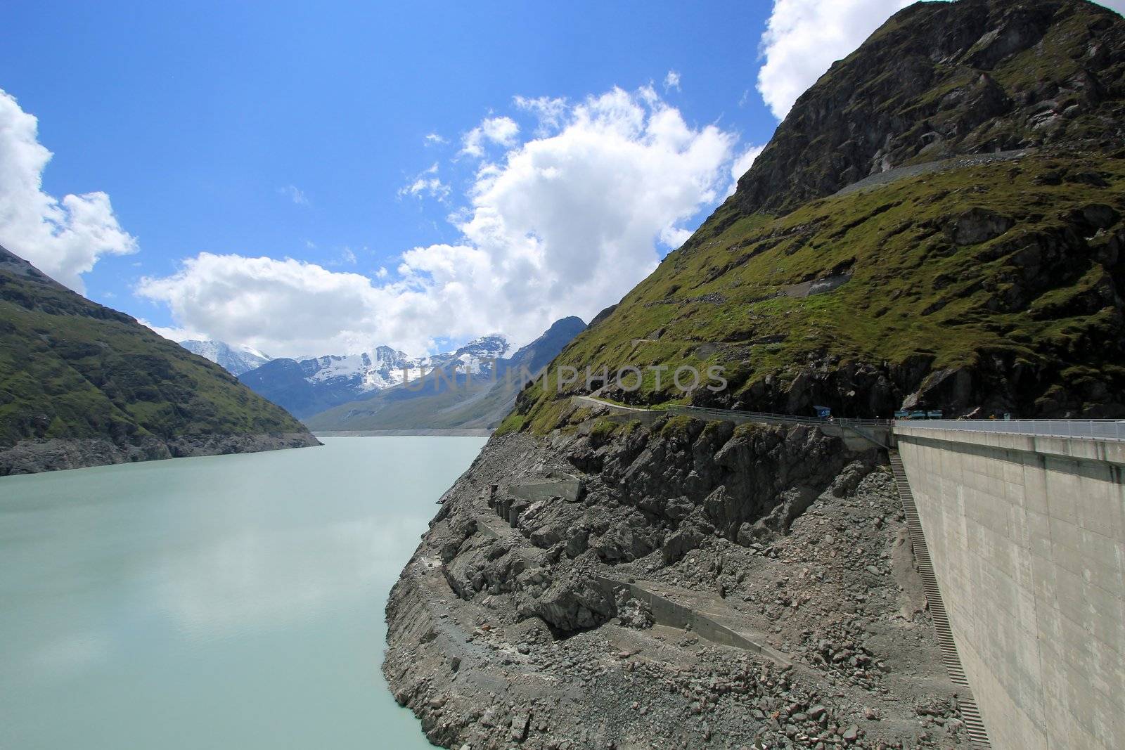 Lac des Dix at the Grande Dixence dam by beautiful weather, Switzerland