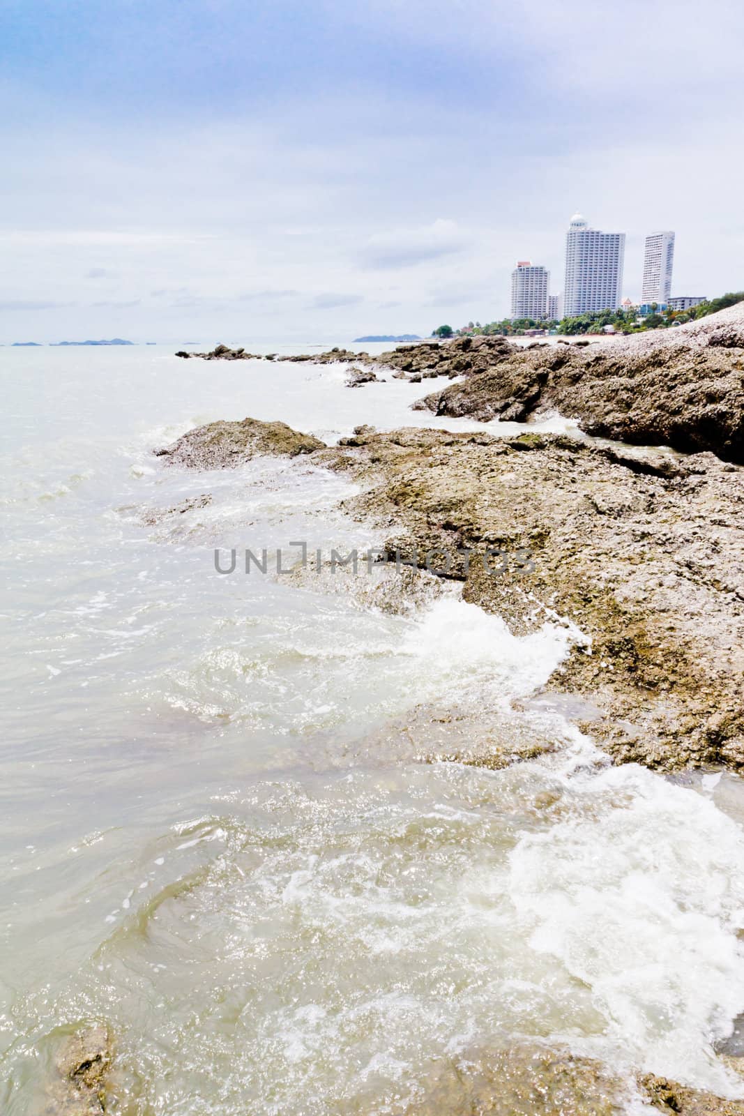 Beaches, rocky areas. The sea east of Thailand.