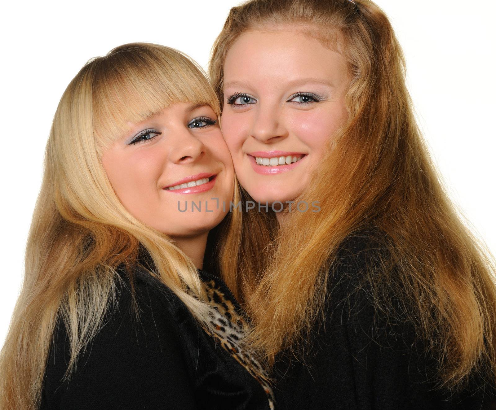 Two girlfriends. Two young girls, a photo close up