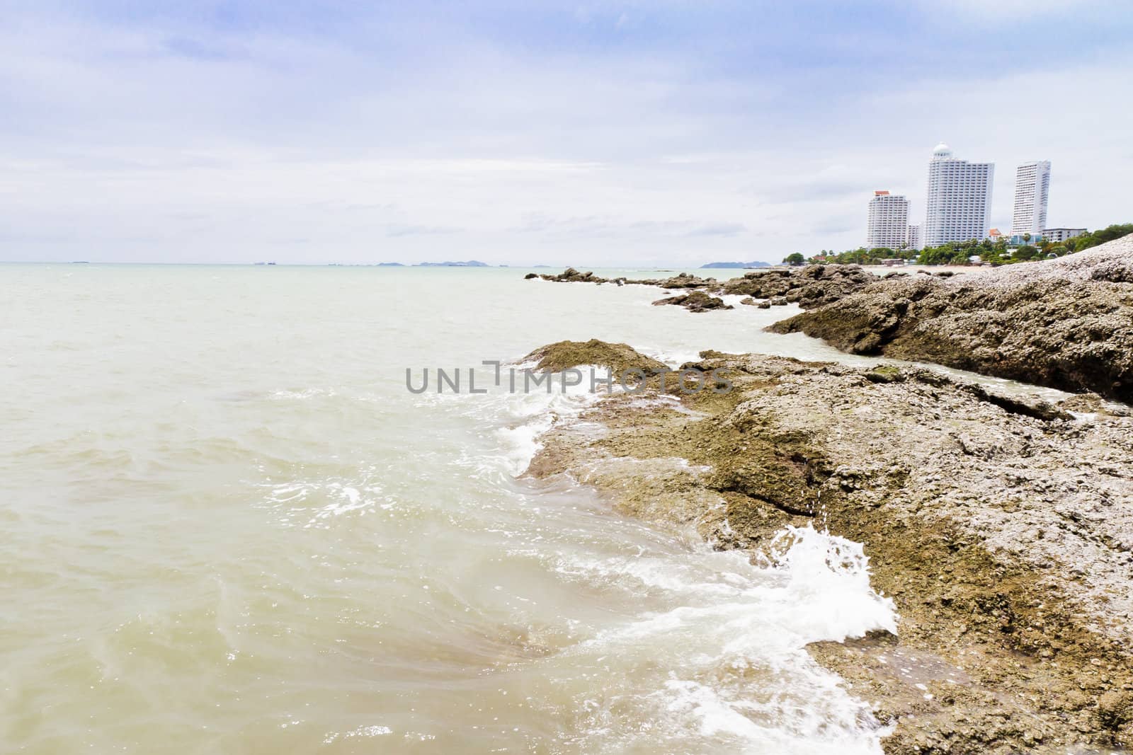 Beaches, rocky areas. The sea east of Thailand.