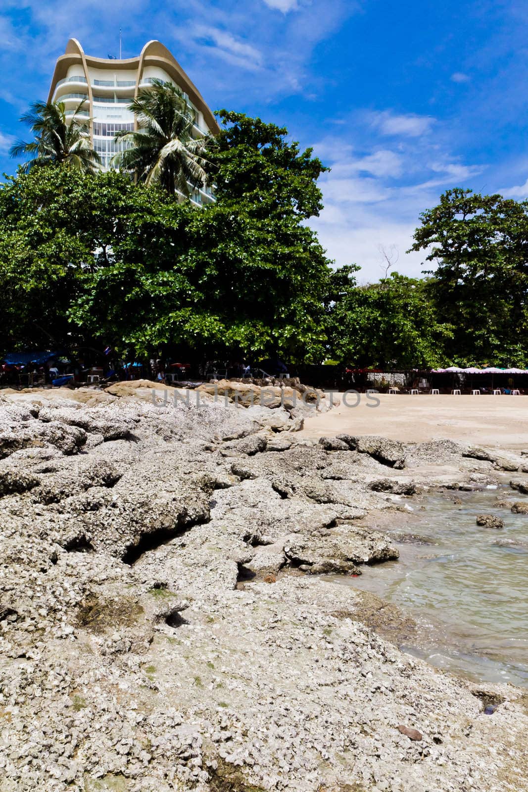 Beaches, rocky areas. The sea east of Thailand.