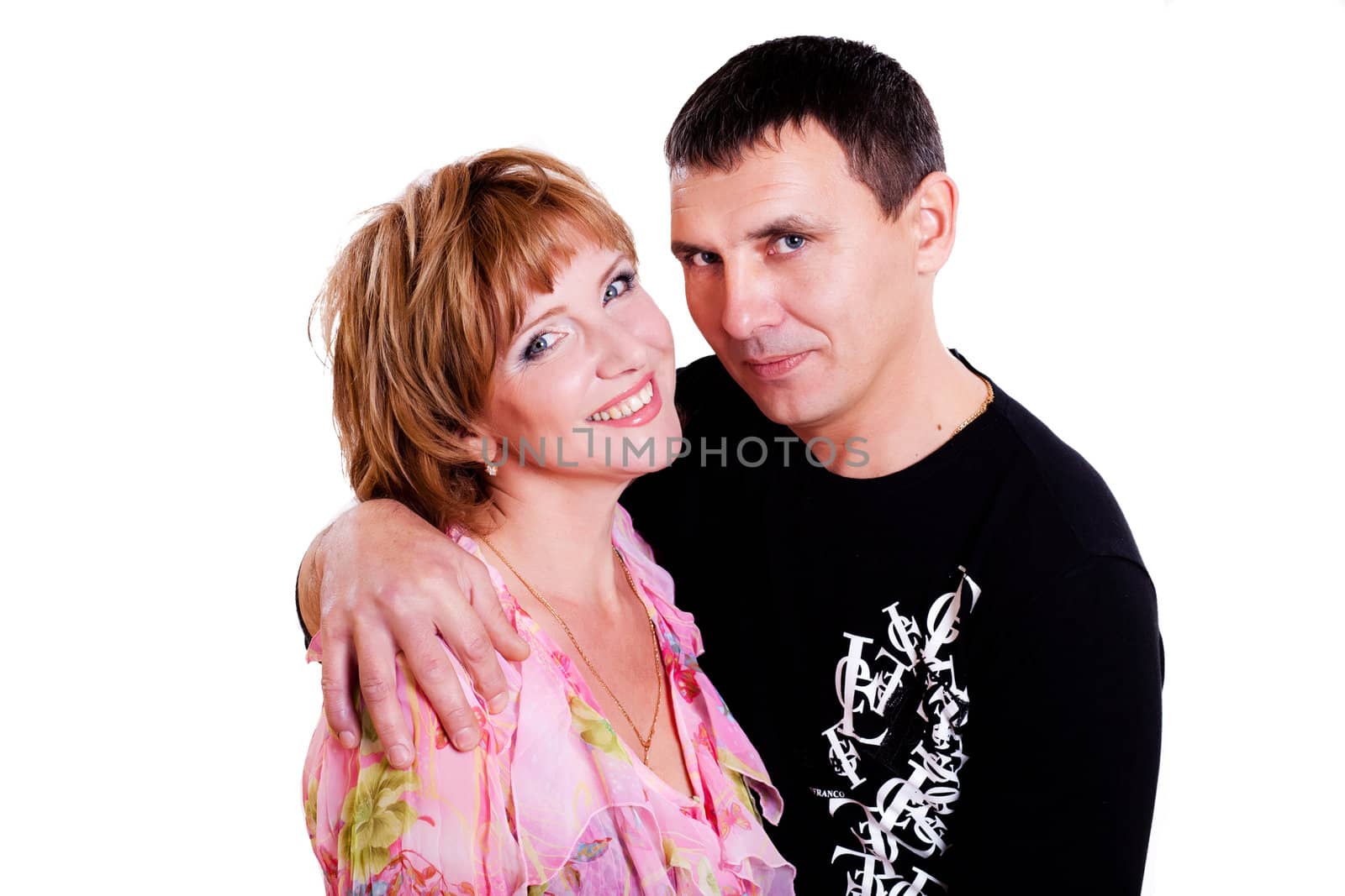 portrait of middle-aged couples isolated on white