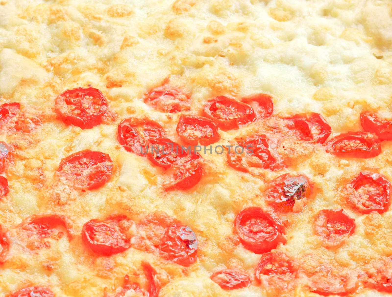 Italian Pizza with tomato topping useful as a background