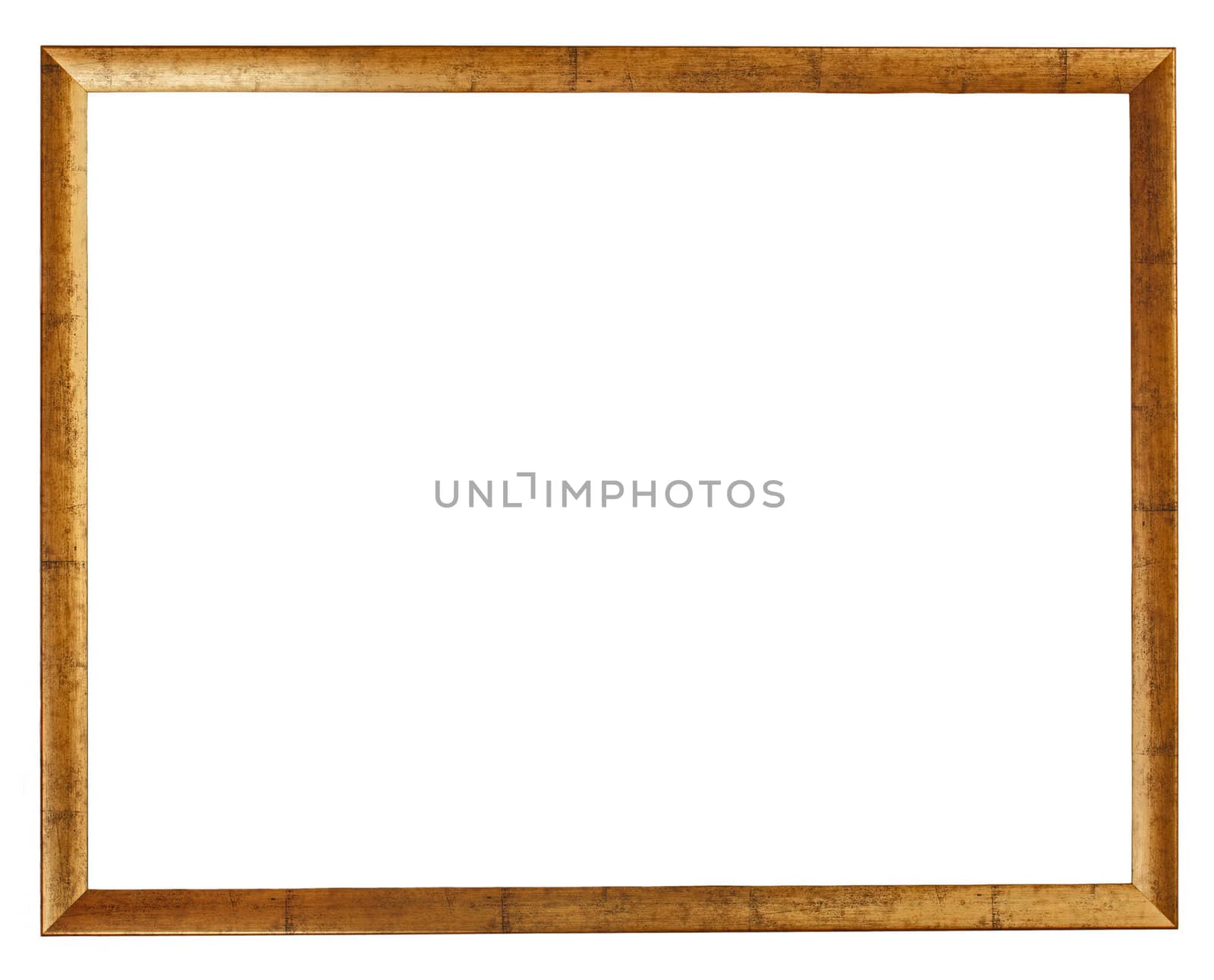 Gold plated wooden picture frame isolated by dimol