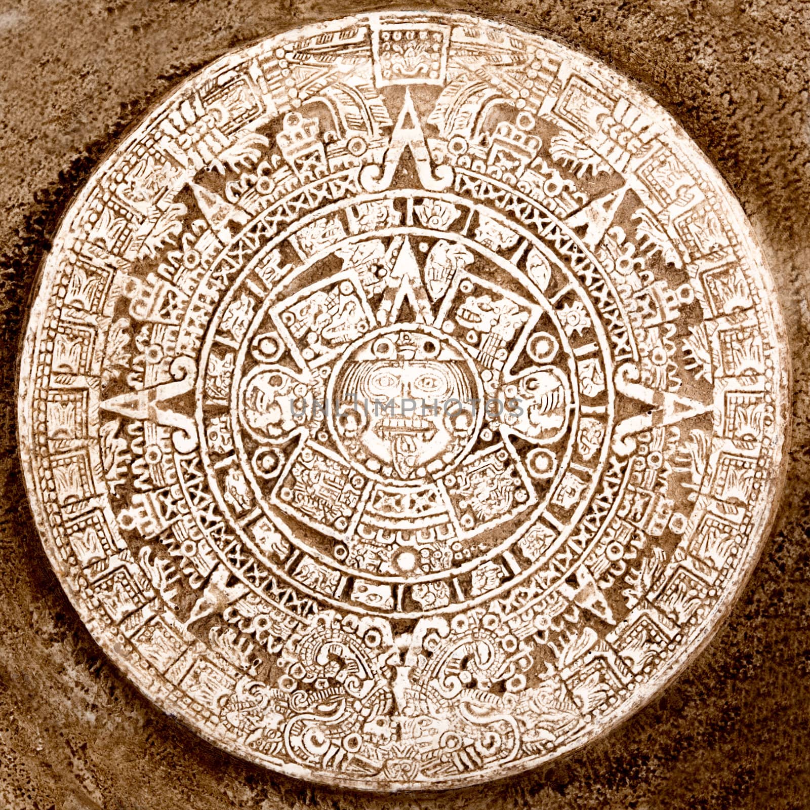 Ancient aztec calendar isolated by dimol