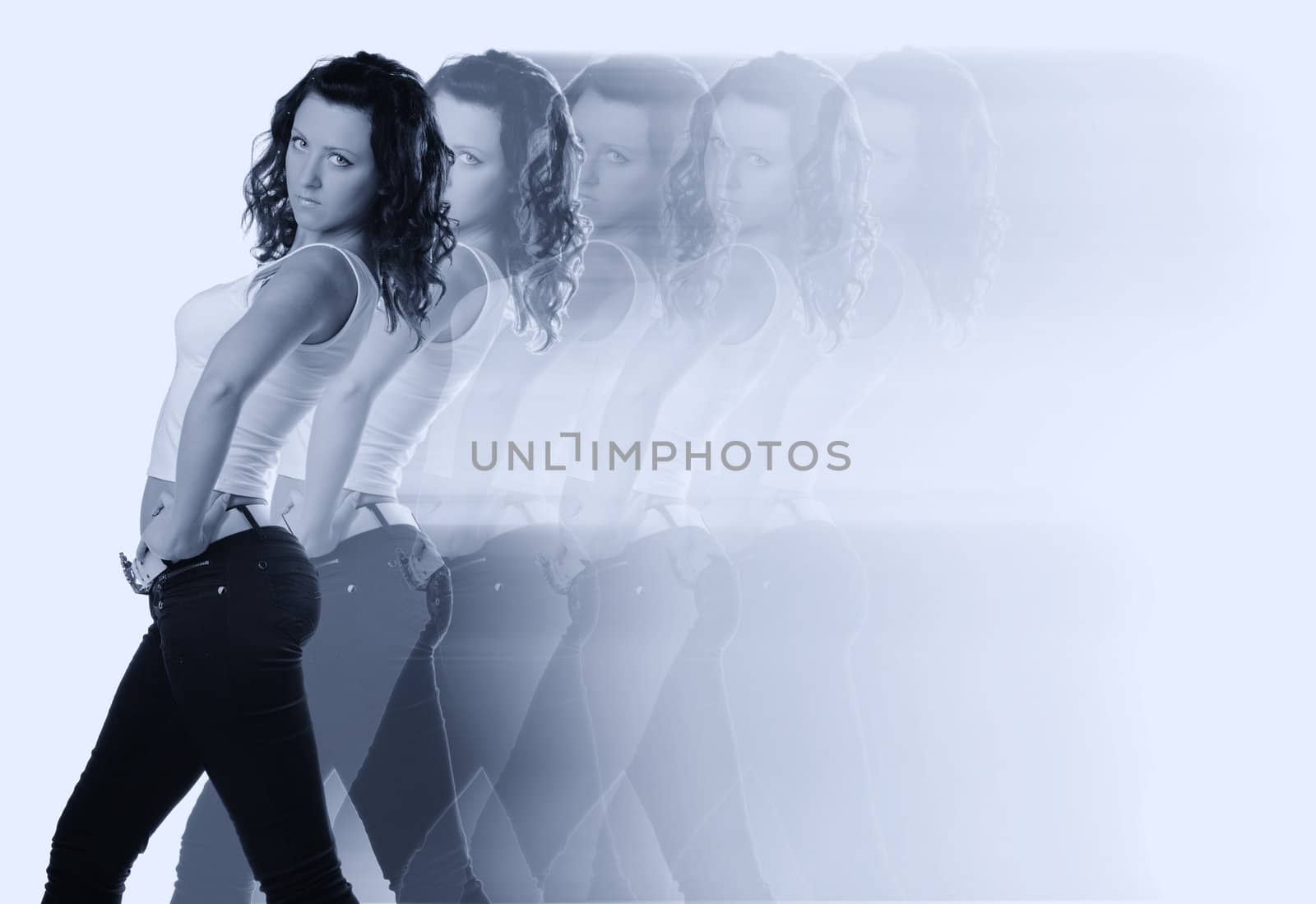 Abstract movement of the girl. Effect of speed