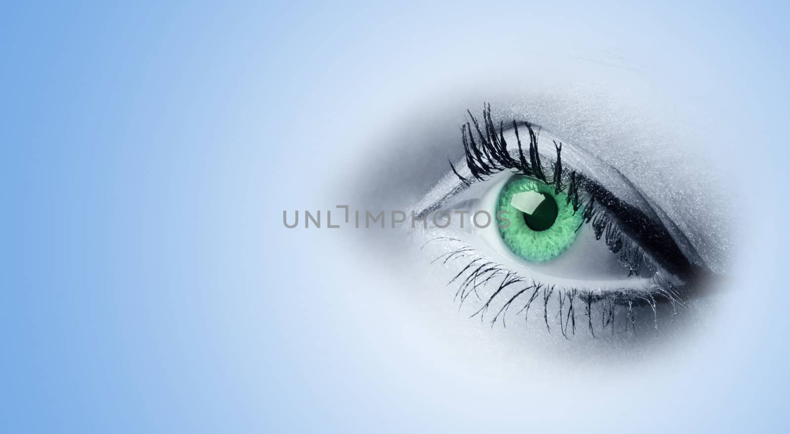 Female green eyes. A photo close up, a part face