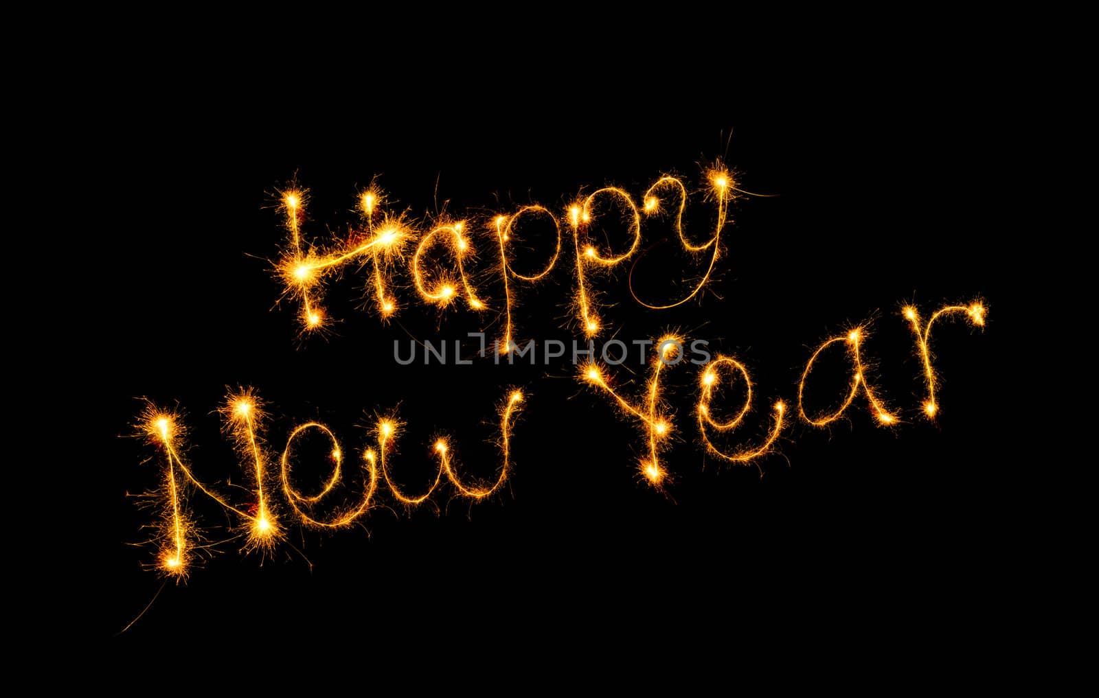 Inscription Happy new year. Bengal fires