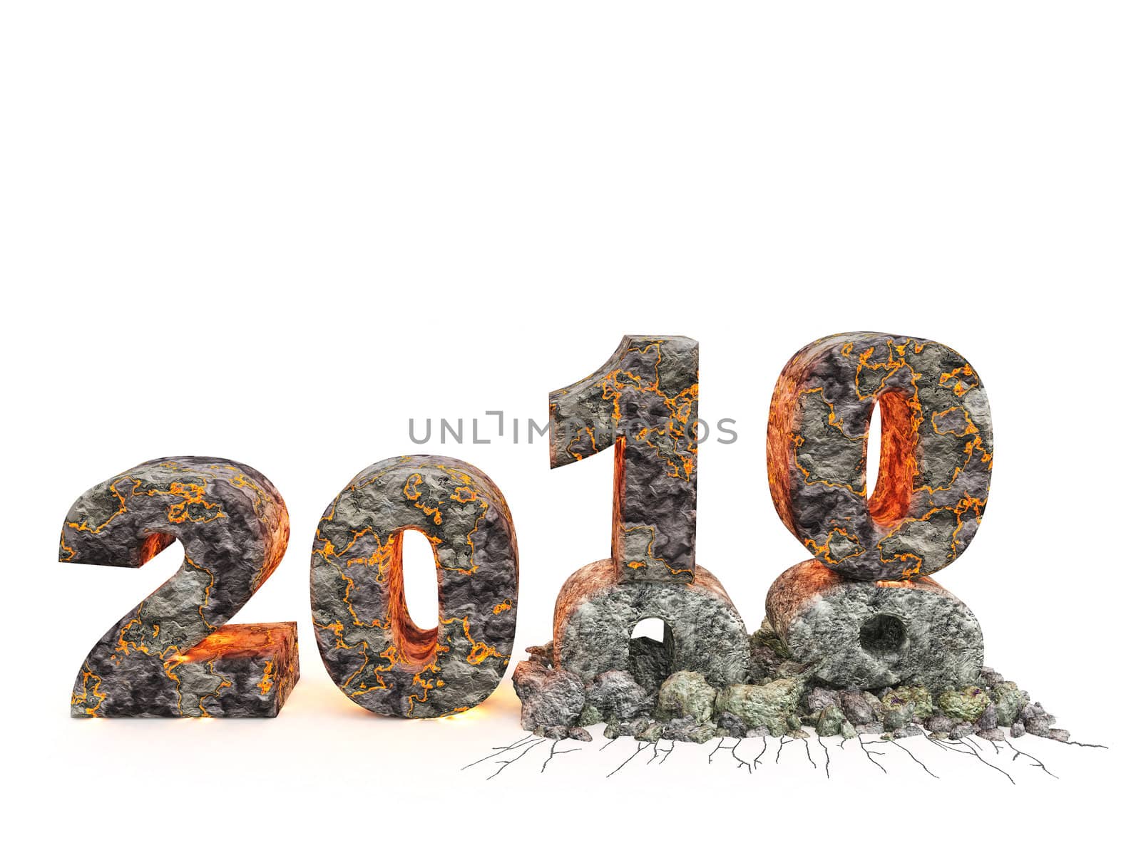 3D an inscription 2010. A material - a volcanic lava, effect of destruction of an inscription 09
