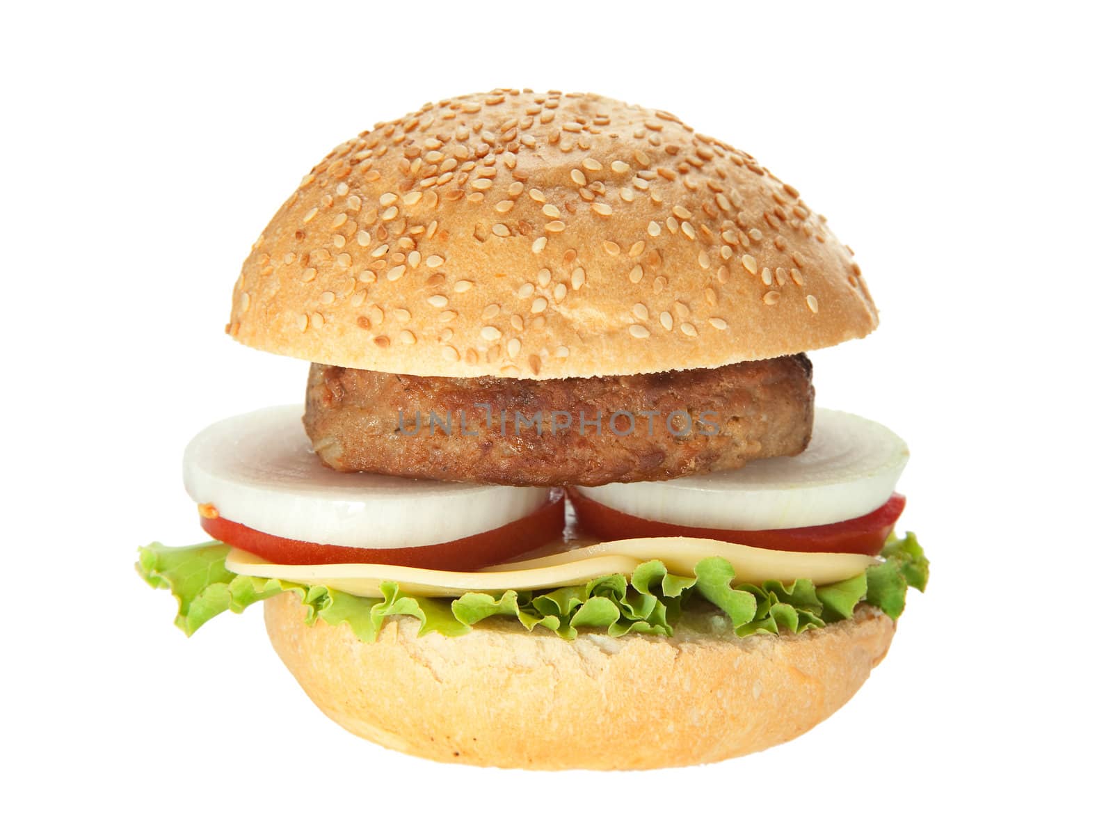 Hamburger. Fast food it is isolated on a white background