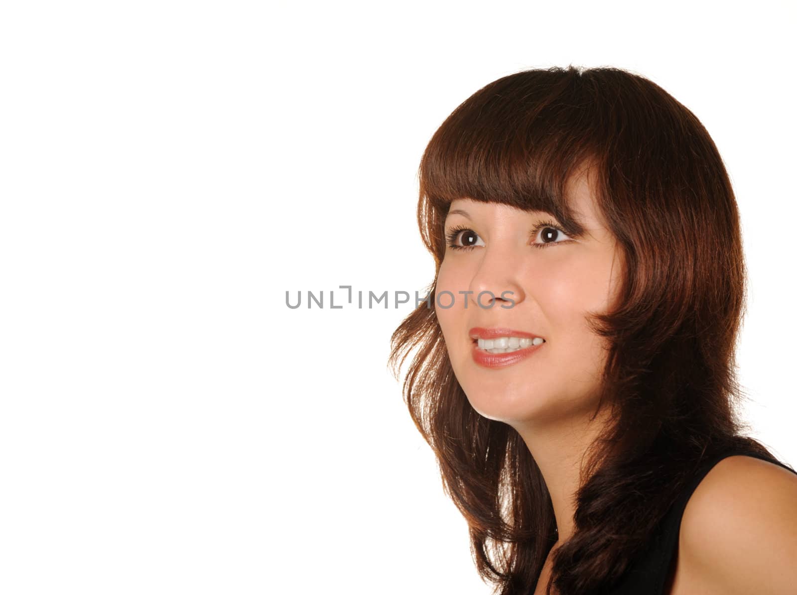 The beautiful girl on a white background. The Asian nationality