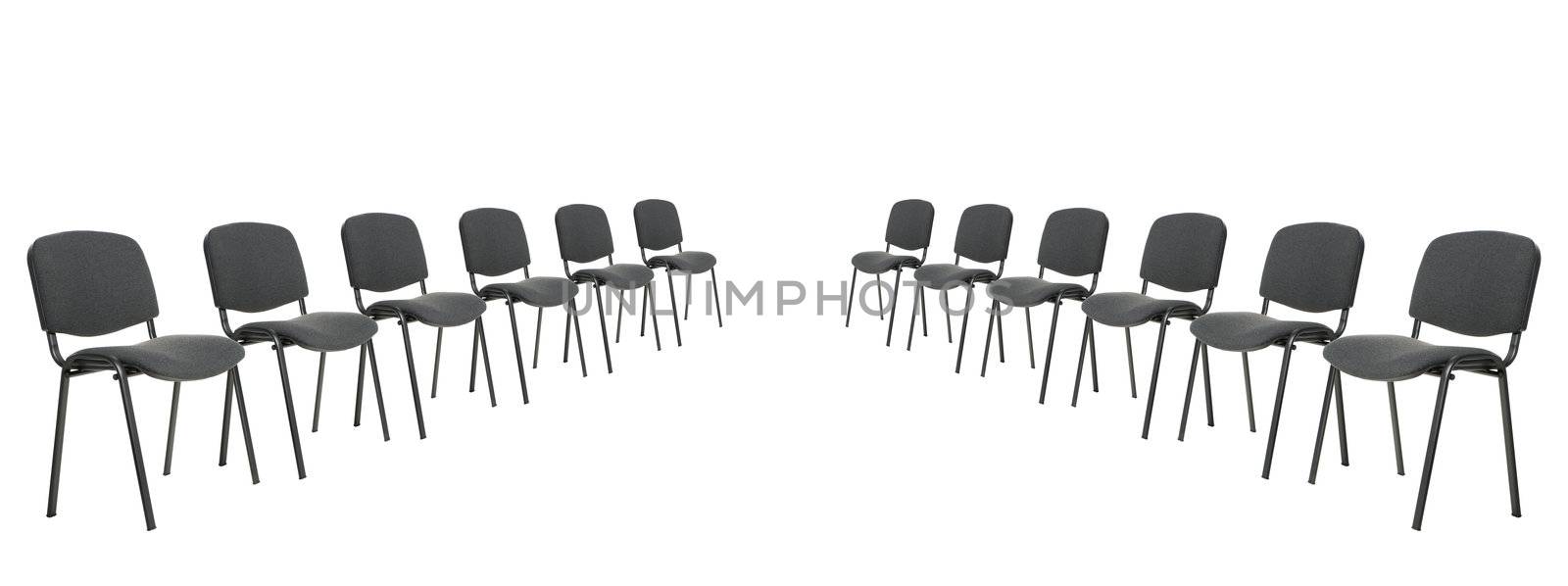 Set of chairs for discussion. It is isolated on a white background