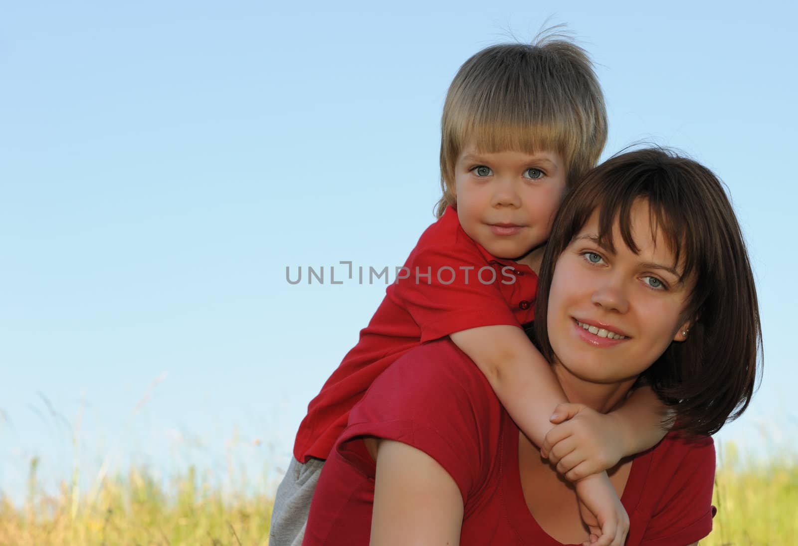 Mother and the son. The woman and the child of the European appearance