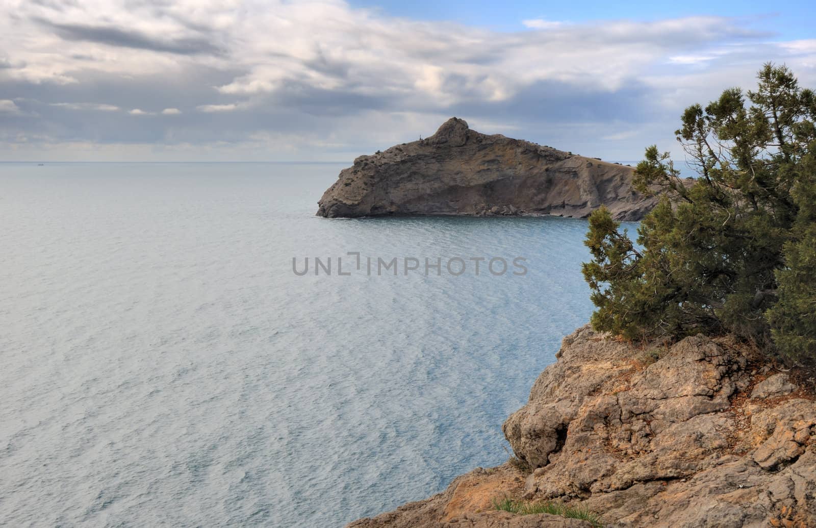 The night sea. The sea photographed at a dawn with long endurance. Crimea, Ukraine