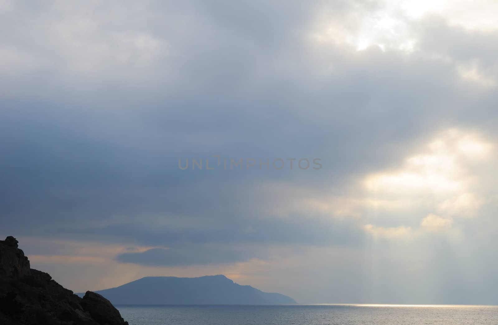 The night sea. The sea photographed at a dawn with long endurance. Crimea, Ukraine