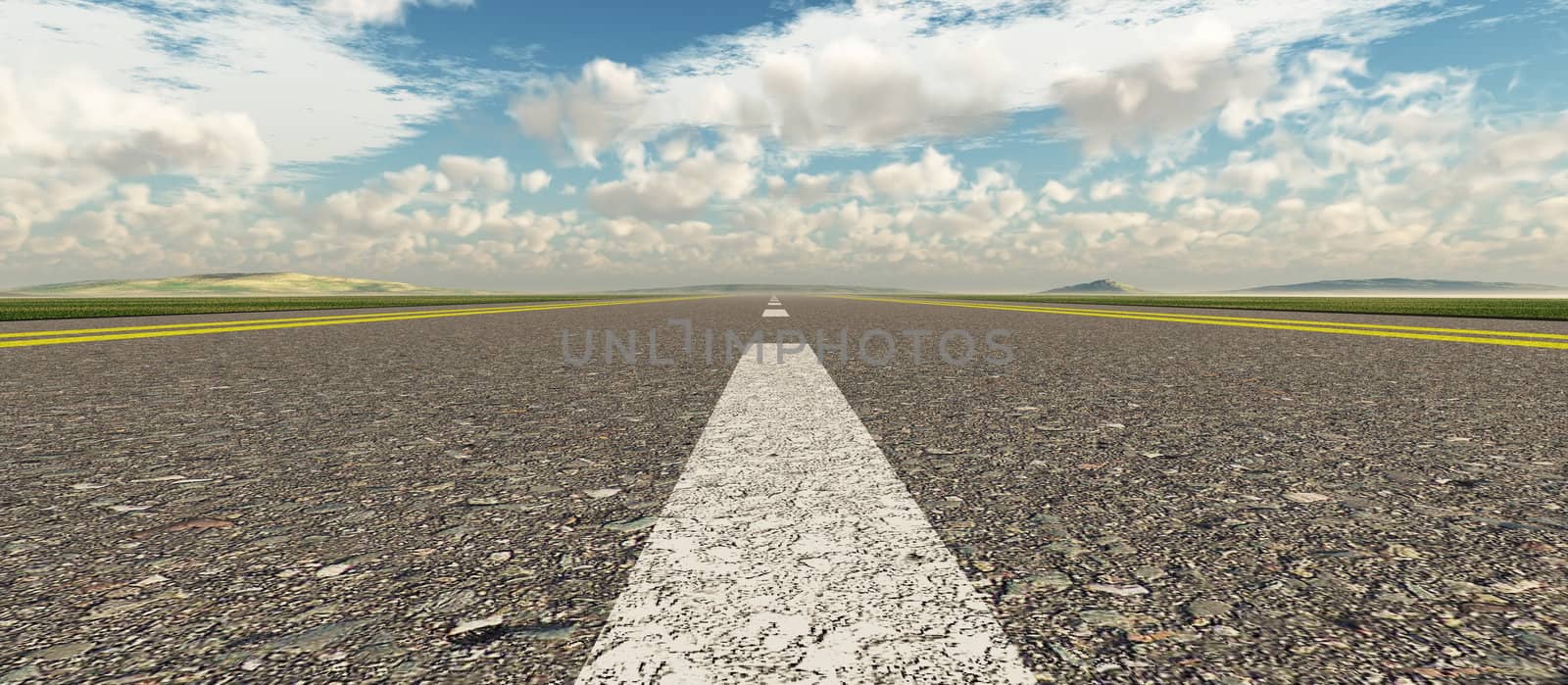 Asphalt road. A transport highway with the blue sky. A transport highway with the blue sky