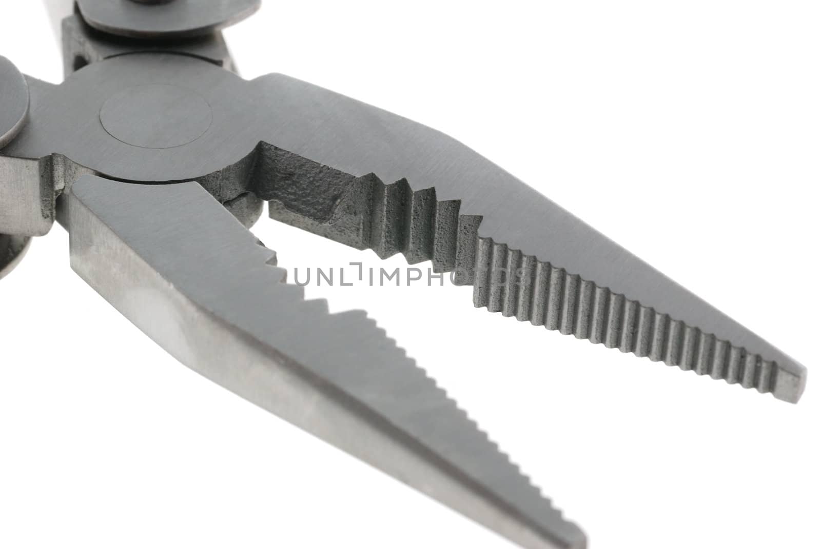 pliers. The manual tool from the chromeplated steel, isolated on a white background