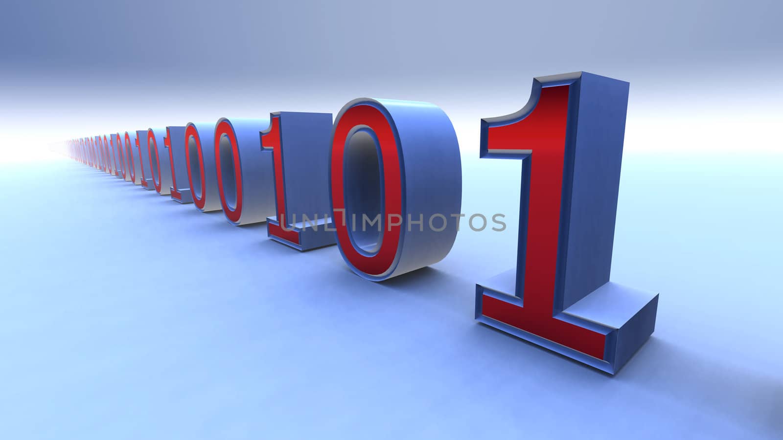 Binary code. Rendering of figures with effect dispaly