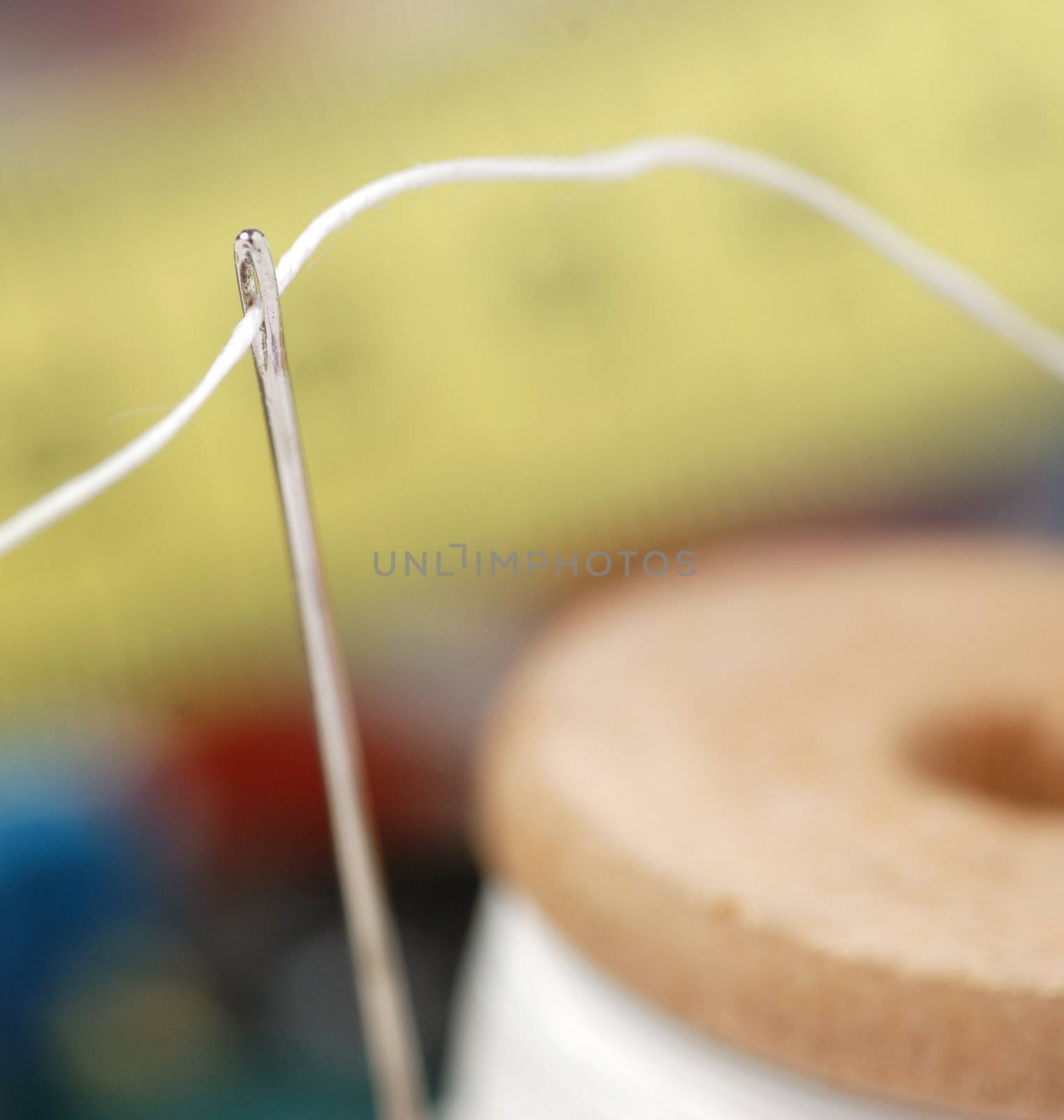 Needle and a thread. A set of accessories for sewing.