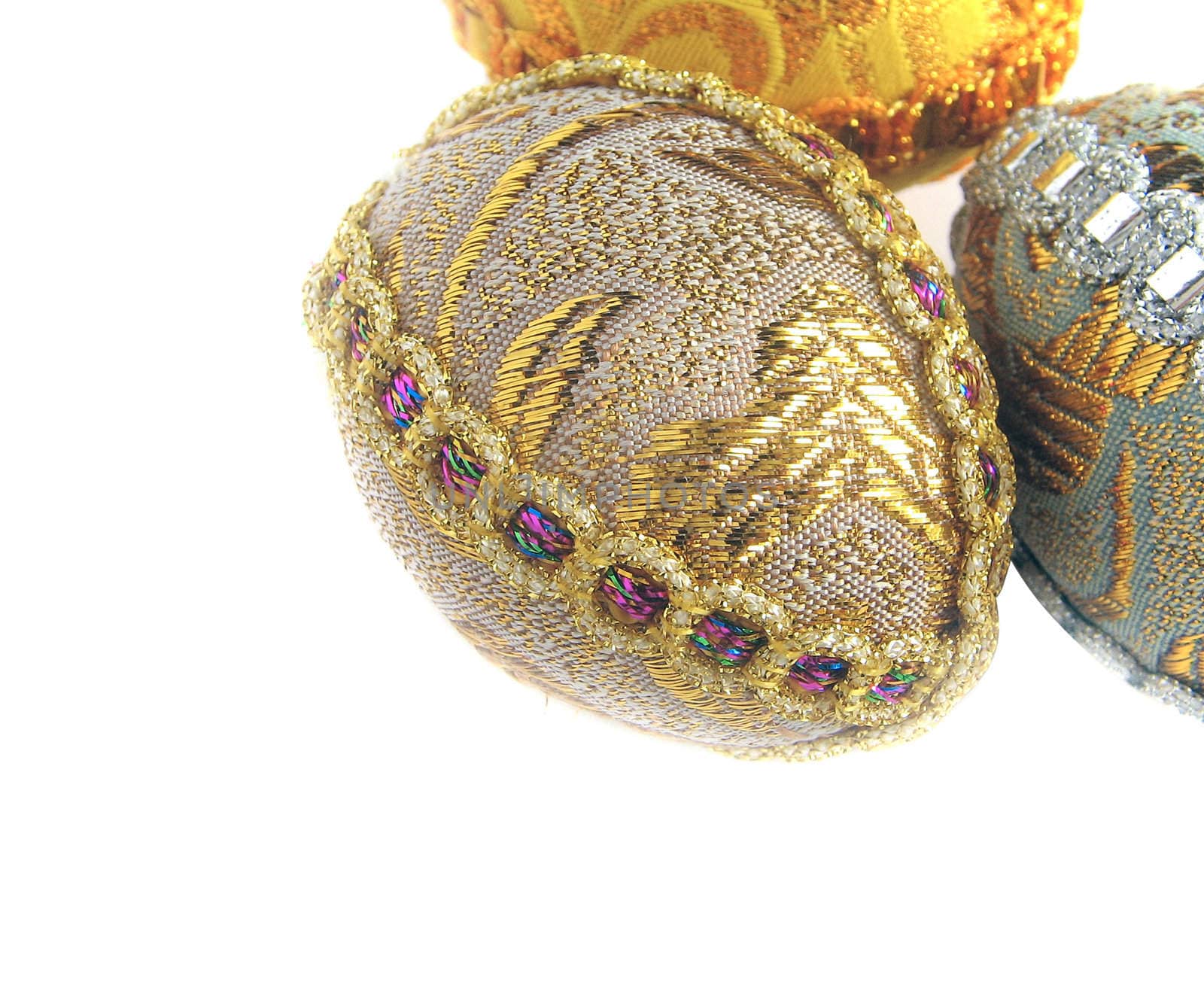 Easter egg instructed gold a thread and bright silver tapes (handmade) - isolated white background