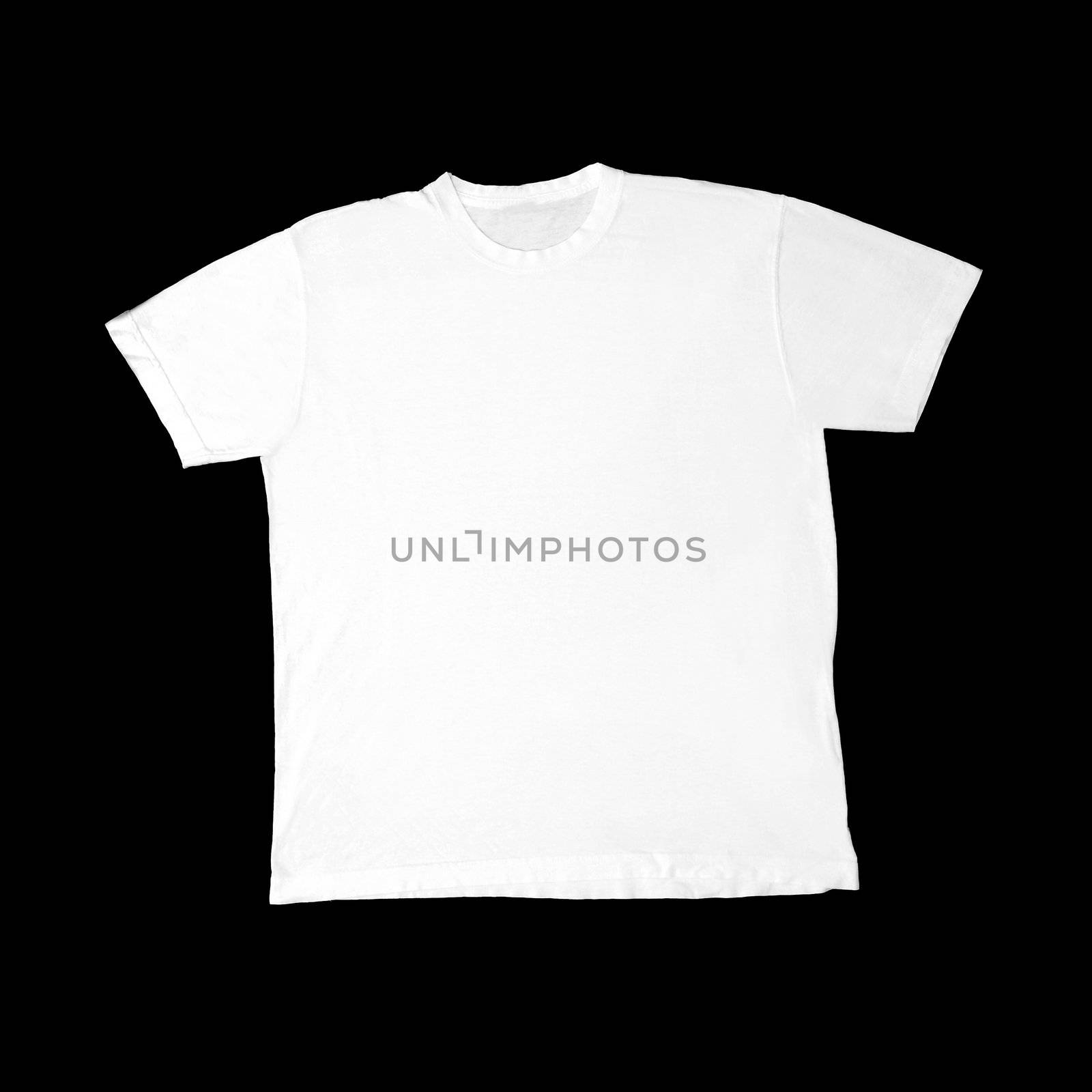 Blank white t-shirt isolated on black background