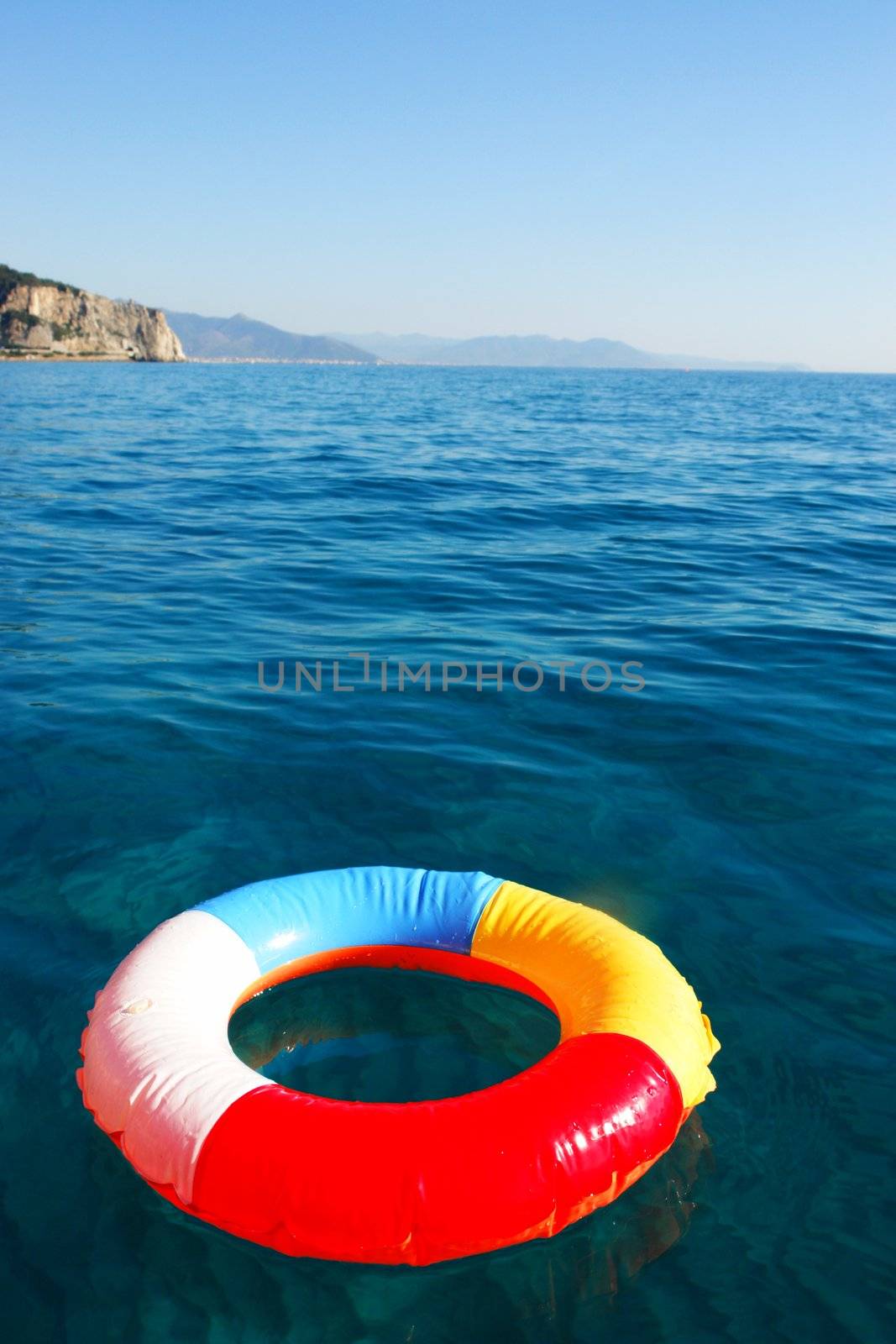 swim ring floating on beautiful blue water