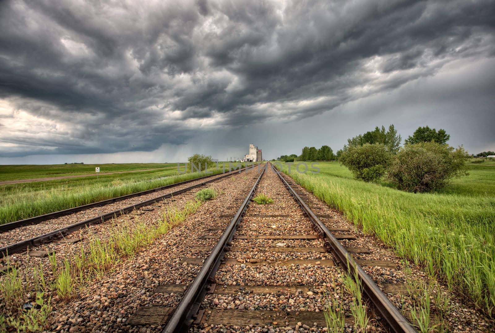 Storm Clouds over Grain Elevator Saskatchewan