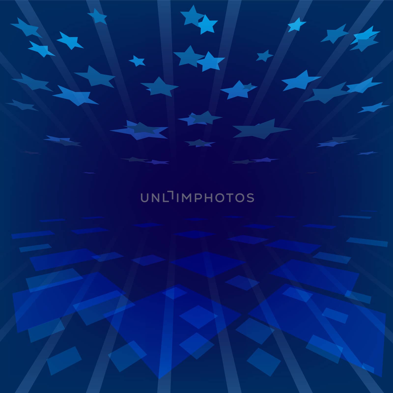 abstract background blue stars with perspective effect