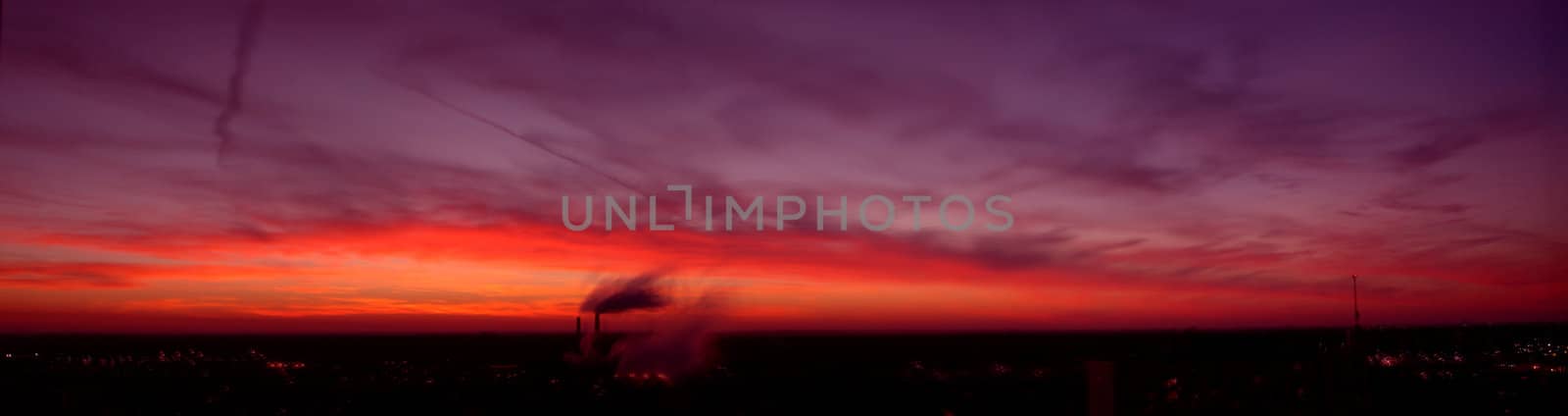 Champaign, IL view at dusk.