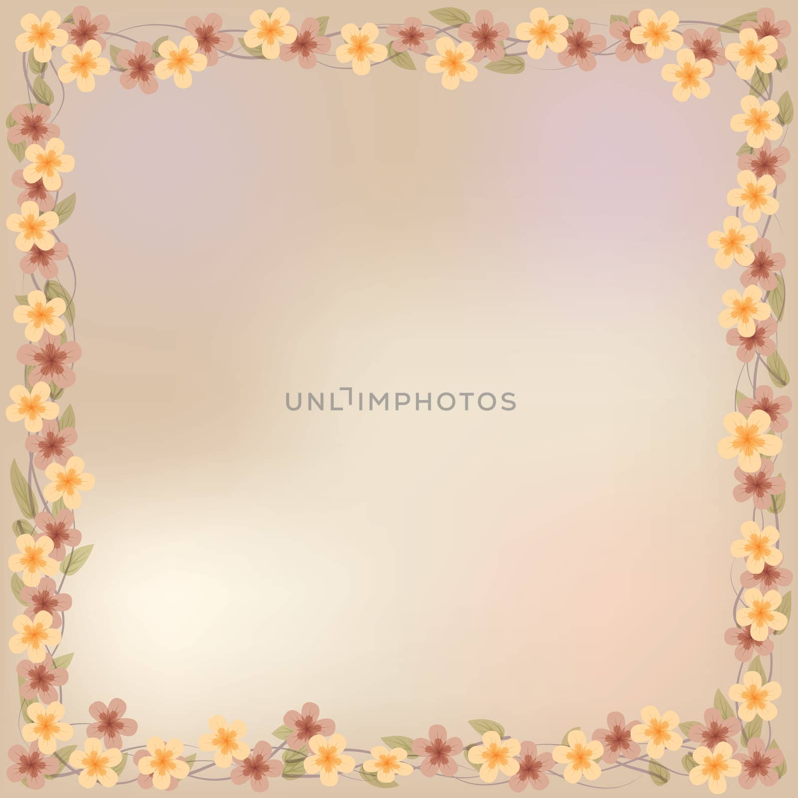 abstract floral illustration with flowers on beige background